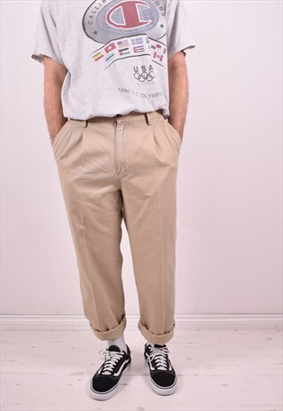 RALPH LAUREN MENS VINTAGE TROUSERS W34 L29 GREY 90'S