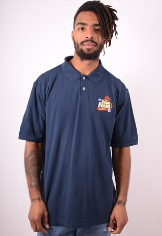 COLUMBIA MENS VINTAGE FINA FOUR POLO SHIRT LARGE BLUE