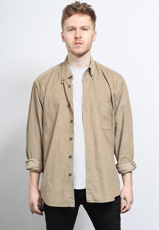 VINTAGE CORDUROY CORD SHIRT BROWN