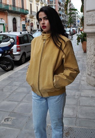 VINTAGE SUEDE LEATHER BOMBER JACKET 80'S 5-128