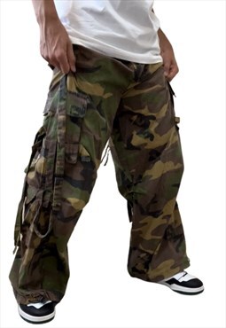 Vintage Y2K Camo Parachute Style Cargo Pants New With Tags