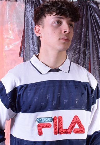VINTAGE FILA NAVY AND WHITE SPORTS TOP
