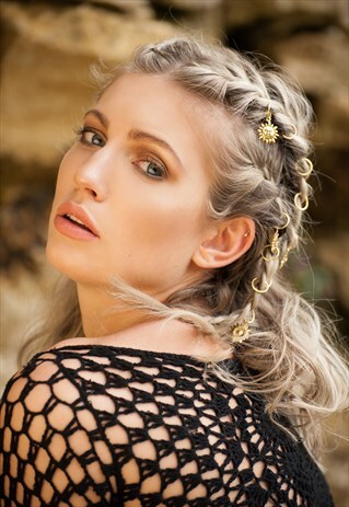 HAIR RINGS, GOLD HAIR RINGS, FESTIVAL HAIR, BOHO HAIR