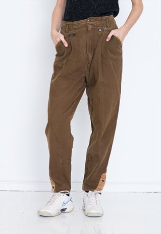 VINTAGE BROWN HIGH WAIST RETRO TROUSERS