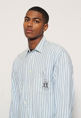 VINTAGE LEVI'S 1/2 BUTTON SHIRT STRIPED