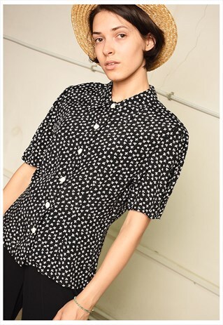 90'S RETRO FLORAL MINIMALIST FESTIVAL PARIS CHIC BLOUSE TOP