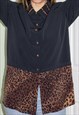 VINTAGE 90'S LEOPARD PRINT COLOUR BLOCK LONG BLOUSE / DRESS