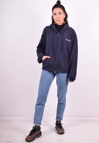 REEBOK WOMENS VINTAGE HOODIE JACKET XL BLUE 90'S