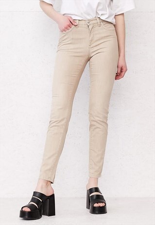 VINTAGE BEIGE TRUSARDI DESIGNER SKINNY FIT DENIM JEANS
