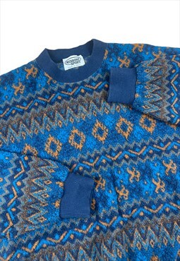 Missoni Vintage 90s Blue patterned fleece jumper  