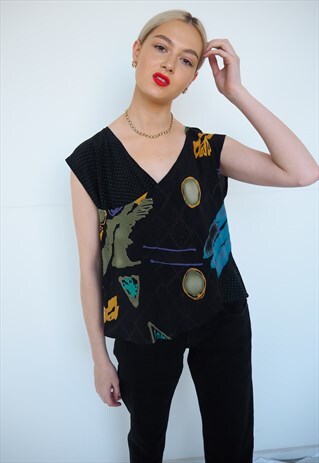 VINTAGE V NECK PATTERN BLOUSE