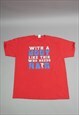 Vintage Bald Slogan Graphic T-Shirt in Red