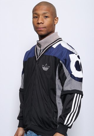 VINTAGE ADIDAS LOGO TRACK JACKET BLACK