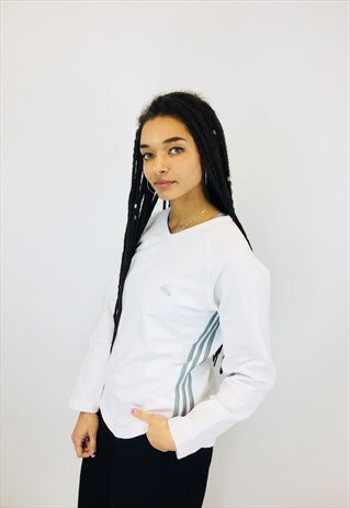 ADIDAS WHITE EMBROIDERED SWEATSHIRT