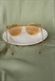 BEIGE DELICATE ROUNDED CLASSIC SUNGLASSES