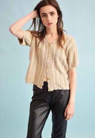 90'S RETRO BOHO NEUTRAL OVERSIZED KNITTED MOMS TOP