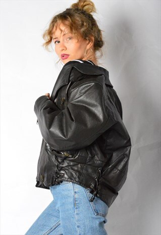 VINTAGE 80S BROWN LEATHER JACKET