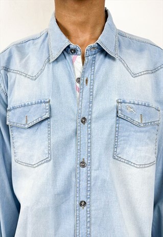VINTAGE Y2K DENIM SLIM SHIRT
