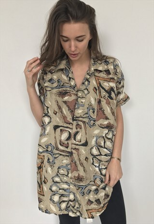 PATTERNED OVERSIZED RETRO VINTAGE UNISEX FESTIVAL SHIRT. ALL