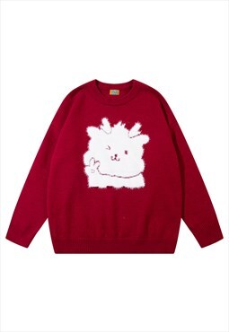 Deer patchwork sweater Christmas jumper celebration too red