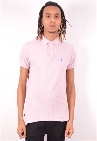 POLO RALPH LAUREN MENS VINTAGE POLO SHIRT MEDIUM PINK 90S