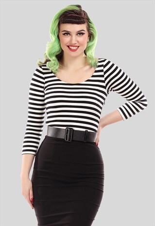 COLLECTIF MAINLINE MANUELA STRIPED PENCIL DRESS