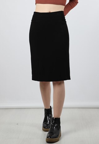 VINTAGE BURBERRY SMALL Y2K HIGH WAISTED BLACK PENCIL SKIRT