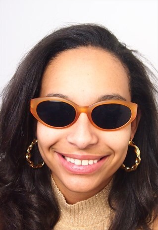 ORANGE FRAME BLACK LENS SUNGLASSES