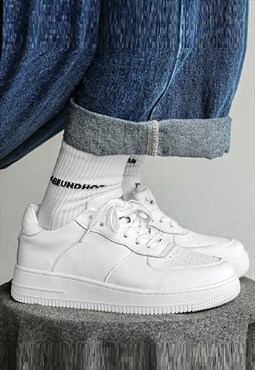 Chunky sole sneakers high platform trainer shoes in white