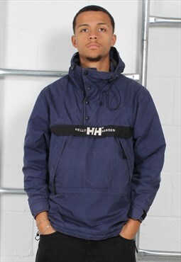 Vintage Helly Hansen Jacket in Navy w Spell Out Logo Small