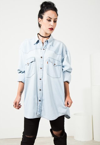 VINTAGE 80'S LEVI'S DENIM OVERSIZED SHIRT / 0094 / 405