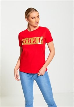 justyouroutfit Glitter Vogue T-Shirt  Red