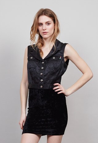 VINTAGE FESTIVAL MOSCHINO BLACK CROP TOP/VEST