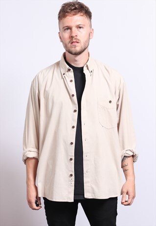 VINTAGE CORDUROY CORD SHIRT BEIGE