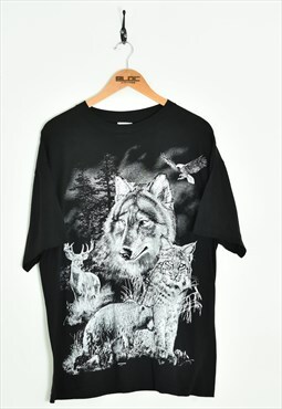 Vintage Wolves T-Shirt Black XLarge