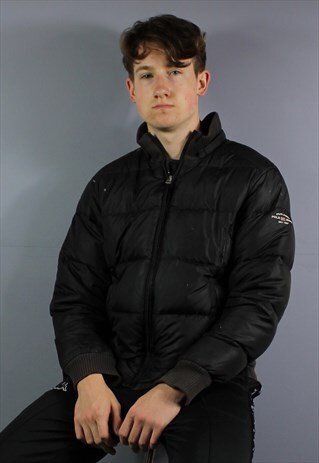 VINTAGE RALPH LAURE POLO JEANS PUFFER JACKET IN BLACK WITH E