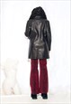 VINTAGE Y2K LEATHER COAT IN DARK BROWN