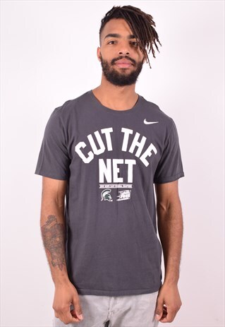 NIKE MENS VINTAGE T-SHIRT TOP LARGE GREY 90S