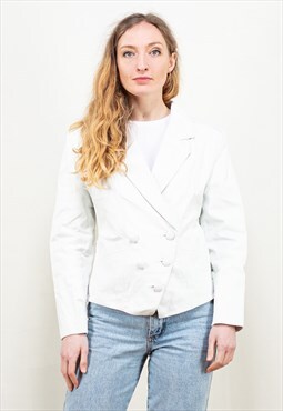 Vintage 80's White Leather Jacket 