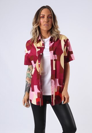 PRINT PATTERNED SHIRT OVERSIZED FITTED UK 14 - 16 (HDAC)
