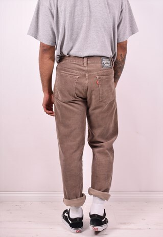 LEVI'S MENS VINTAGE CORDUROY TROUSERS W32 L30 BROWN 90S