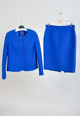 Vintage 90s skirt suit in blue