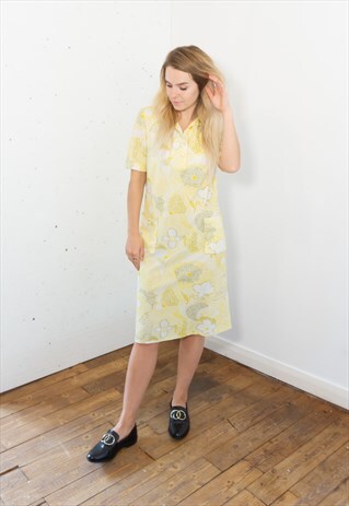 VINTAGE 90'S SUMMER DRESS IN YELLOW AND WHITE