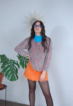 Vintage fluffy baggy jumper sweater warm cool in colourfully