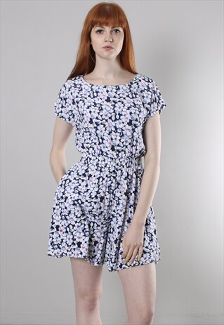 VINTAGE 80S FLORAL PATTERNED CULOTTE PLAYSUIT