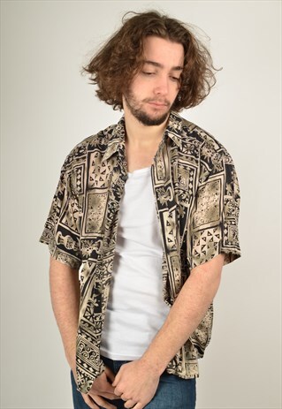 VINTAGE ABSTRACT CRAZY PATTERNED SHIRT