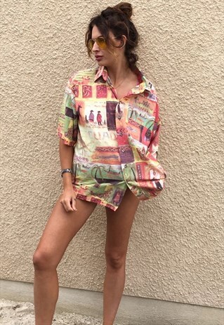 PATTERNED OVERSIZED RETRO VINTAGE UNISEX FESTIVAL SHIRT
