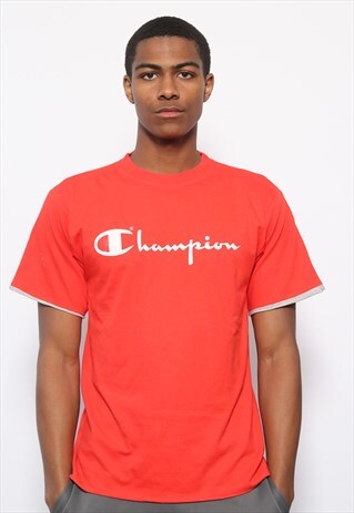 VINTAGE CHAMPION BIG LOGO T-SHIRT RED