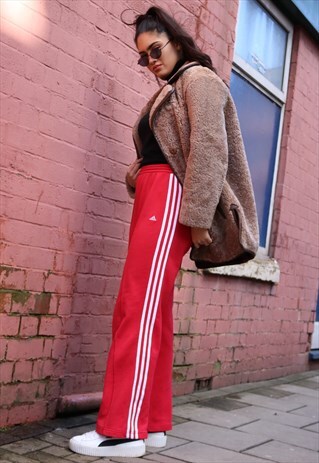 PINK ADIDAS THREE STRIPE TRACKSUIT JOGGING BOTTOMS Y2K