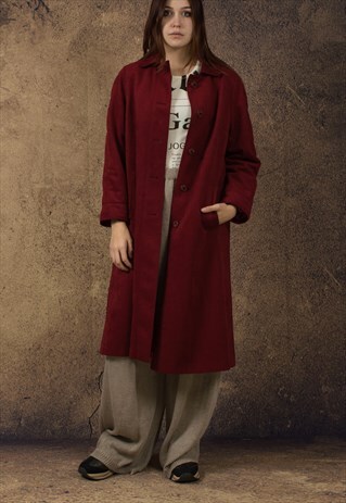 VINTAGE, MAROON, SOFT, LONG COAT
